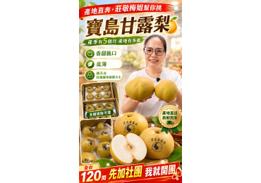 (圖)‼️ #產地直奔，#莊敬梅姐幫你挑 ‼️ 🍐 產地直奔！產季長達約5個月、來自多處產地的 寶島甘露梨，梅姐親自幫你挑！ 👋「你們知道，什麼水果被稱為水梨界的LV嗎？」